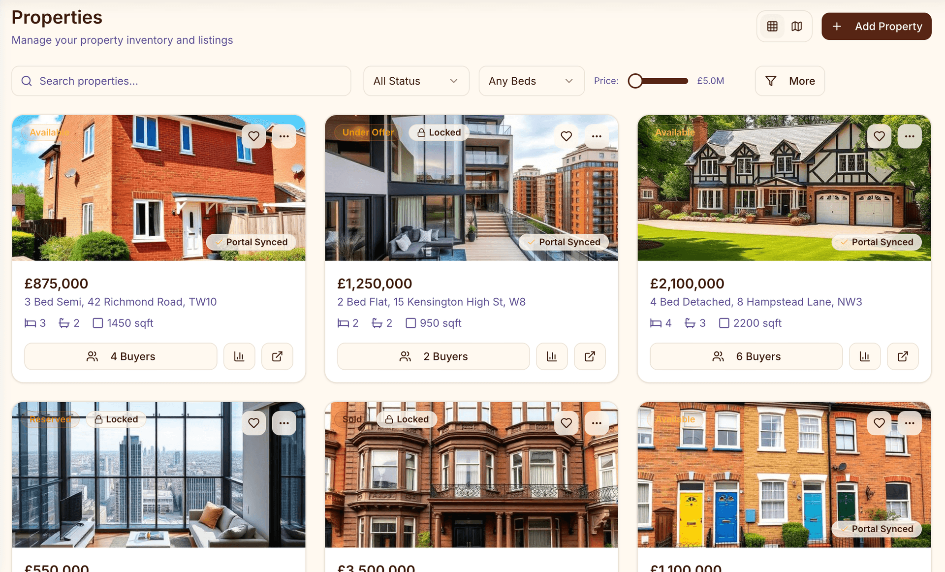 Connex properties dashboard